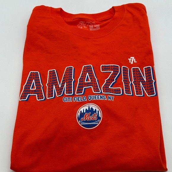 New York Mets The 7 Line Amazin Baseball Citi Field Queens Shirt Mens L Baseball - Picture 4 of 7